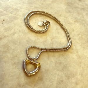 Tiffany 18K gold and silver heart pendant necklace